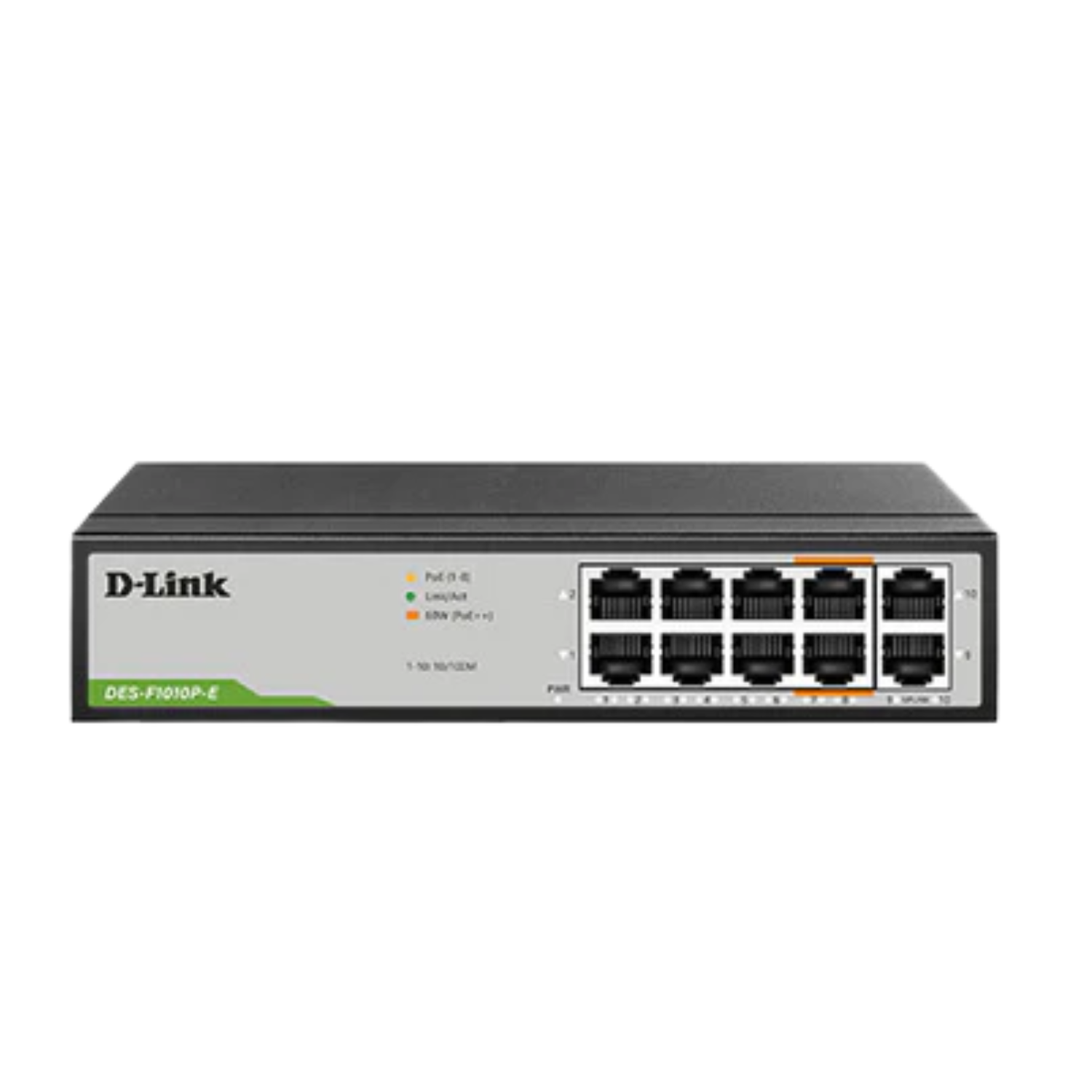 250M 10-Port Fast Ethernet Switch with 8 PoE Ports and 2 Uplink Ports