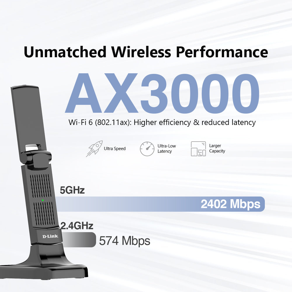 Wireless AX3000 Wi-Fi 6 High Gain USB 3.0 Adapter