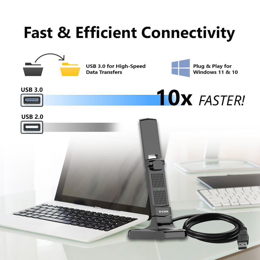 Wireless AX3000 Wi-Fi 6 High Gain USB 3.0 Adapter