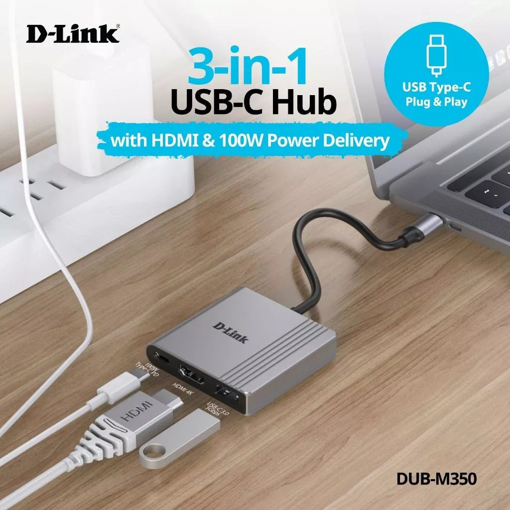 3-in-1 USB-C Hub with 100W Power Delivery