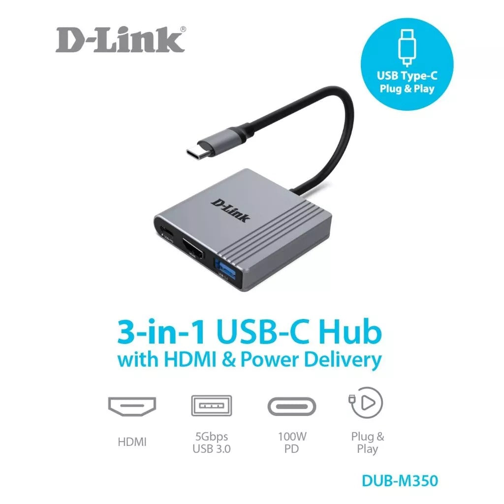 3-in-1 USB-C Hub with 100W Power Delivery