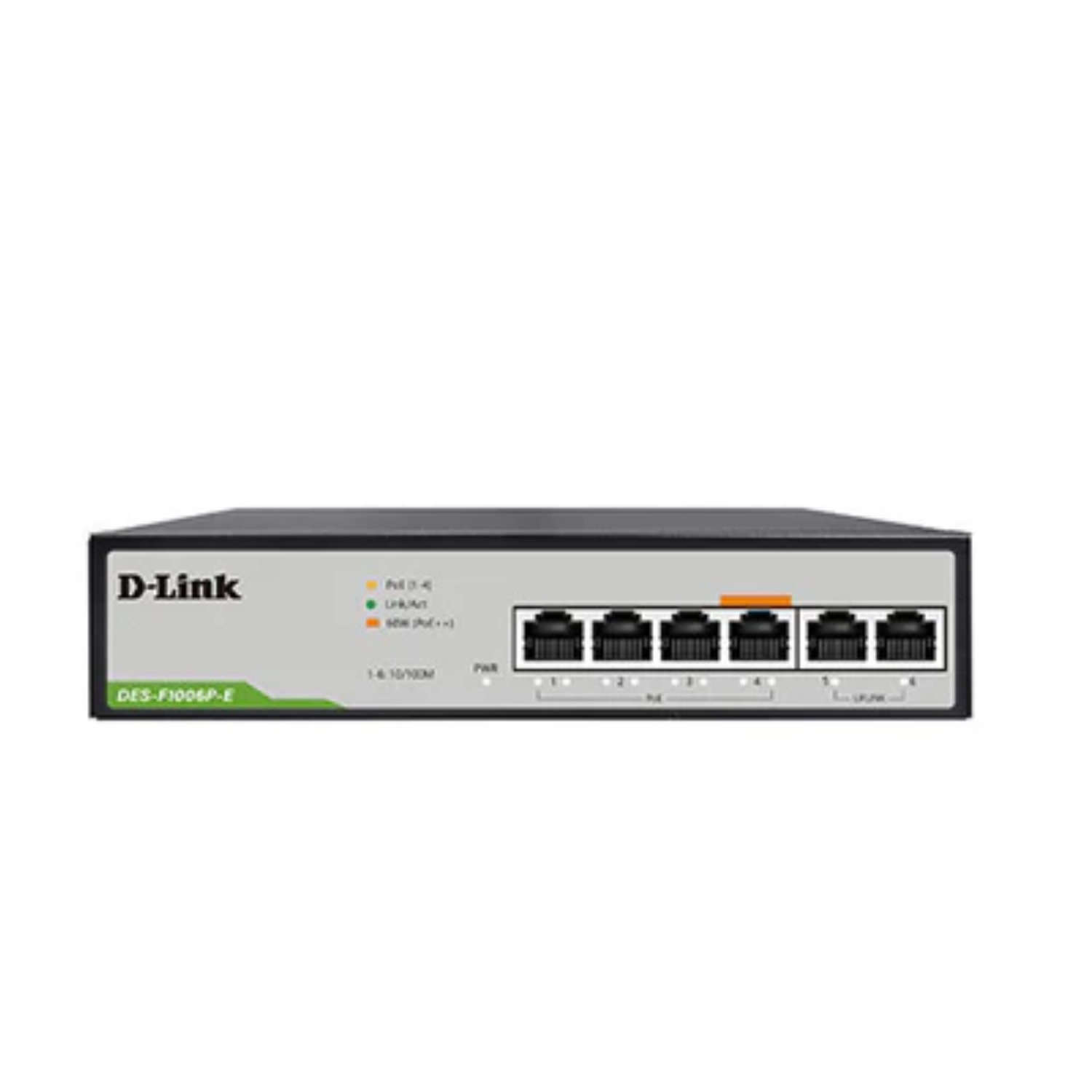 250M 6-port 10/100 switch with 4 PoE Ports and 2 Uplink Ports