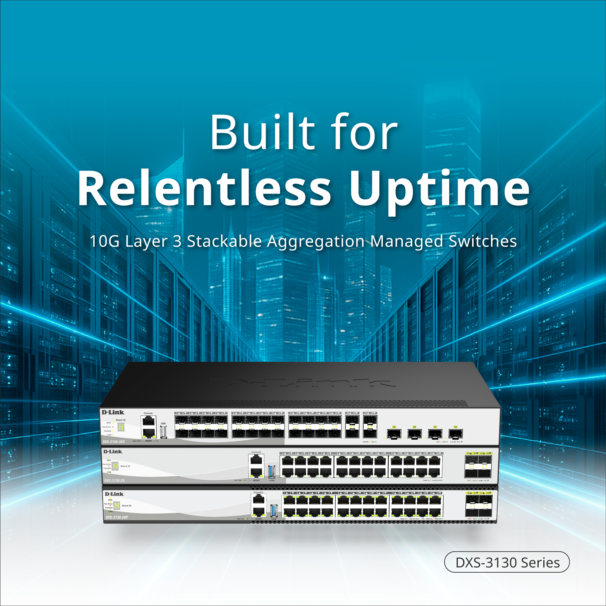 32-Port 10G Layer 3 Stackable Aggregation Managed Fiber Switch
