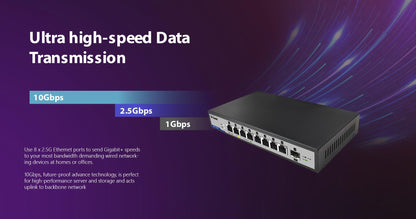 9-Port 2.5G/10G Multi-Gigabit (MG) Desktop Switch | DMS-F109XS