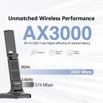 Wireless AX3000 Wi-Fi 6 High Gain USB 3.0 Adapter