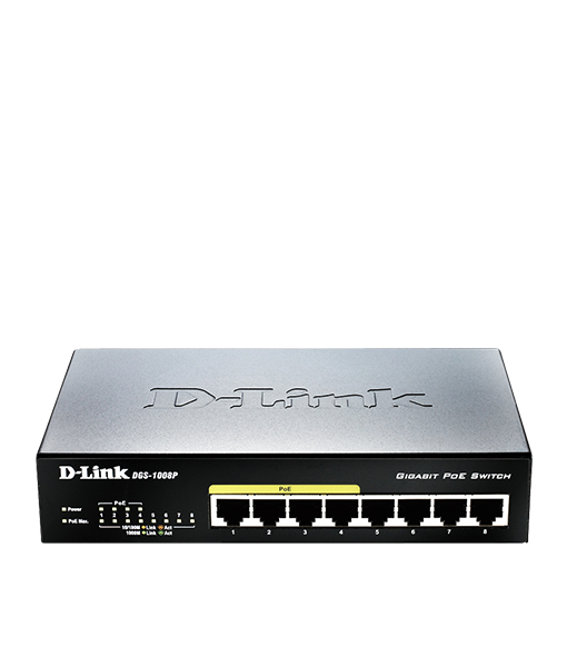 DGS-1008P - 8-Port Gigabit PoE Desktop Switch In Metal